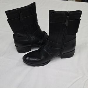 Kenneth Cole Lawton Black Leather Combat Boots
